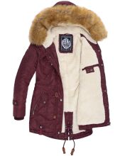 Navahoo LaViva warme Damen Winterjacke mit Teddyfell Weinrot Größe XS - Gr. 34