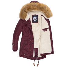 Navahoo LaViva warme Damen Winterjacke mit Teddyfell Weinrot Gr&ouml;&szlig;e XS - Gr. 34