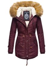 Navahoo LaViva warme Damen Winterjacke mit Teddyfell Weinrot Größe XL - Gr. 42