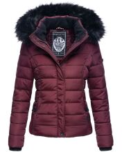 Navahoo Miamor Damen Winter Steppjacke gefüttert mit Teddyfell Weinrot Größe S - Gr. 36