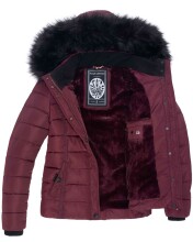 Navahoo Miamor ladies winter quilted jacket with teddy fur - Wine Red-Gr.M