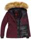 Navahoo Warm Ladies Winter Jacket Winterjacket Parka Coat Laura2 Faux Fur B392 Wine Red Size M - Size 38