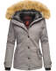 Navahoo Warm Ladies Winter Jacket Winterjacket Parka Coat Laura2 Faux Fur B392 Light Grey Size XS - Size 34