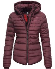 Marikoo Amber Damen Winter Steppjacke gefüttert mit kuschligem Teddyfell Weinrot Größe XS - Gr. 34