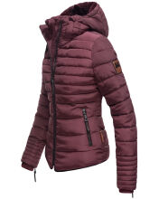 Marikoo Amber Damen Winter Steppjacke gef&uuml;ttert mit kuschligem Teddyfell Weinrot Gr&ouml;&szlig;e XS - Gr. 34