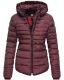 Marikoo Amber Damen Winter Steppjacke gef&uuml;ttert mit kuschligem Teddyfell Weinrot Gr&ouml;&szlig;e XS - Gr. 34