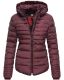 Marikoo Amber Damen Winter Steppjacke gefüttert mit kuschligem Teddyfell Weinrot Größe S - Gr. 36