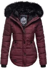 Marikoo Lotus warme Damen Winterjacke gesteppt mit Kunstfell Weinrot Größe XS - Gr. 34