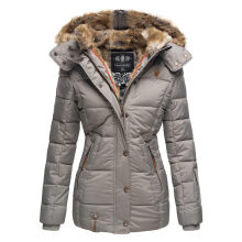 Marikoo Nekoo warm gef&uuml;tterte Damen Winterjacke mit Kunstfell Grau Gr&ouml;&szlig;e XS - Gr. 34