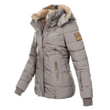 Marikoo Nekoo warm gef&uuml;tterte Damen Winterjacke mit Kunstfell Grau Gr&ouml;&szlig;e XS - Gr. 34