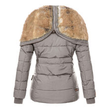 Marikoo Nekoo warm gef&uuml;tterte Damen Winterjacke mit Kunstfell Grau Gr&ouml;&szlig;e XS - Gr. 34