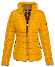 Marikoo Amber Damen Winter Steppjacke gef&uuml;ttert mit kuschligem Teddyfell Gelb ohne Kapuze Gr&ouml;&szlig;e XS - Gr. 34