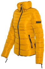 Marikoo Amber Damen Winter Steppjacke gef&uuml;ttert mit kuschligem Teddyfell Gelb ohne Kapuze Gr&ouml;&szlig;e XS - Gr. 34
