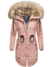 Navahoo Bombii Damen Winterjacke lang mit Kunstfell Rosa...