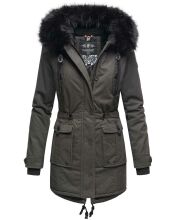 Navahoo Luluna Damen Winterjacke mit Kunstfell und Teddyfell  Dunkelgrau Größe XS - Gr. 34