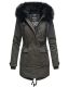 Navahoo Luluna Damen Winterjacke mit Kunstfell und Teddyfell  Dunkelgrau Größe XS - Gr. 34