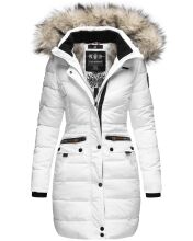 Navahoo Paula Damen Parka Winterjacke warm Gefüttert Weiss Größe XL - Gr. 42