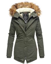Marikoo Akira warme Damen Winterjacke mit Kapuze Olive Größe XS - Gr. 34
