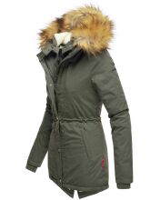 Marikoo Akira warme Damen Winterjacke mit Kapuze Olive Größe S - Gr. 36