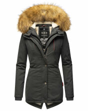 Marikoo Akira warme Damen Winterjacke mit Kapuze Anthrazit Gr&ouml;&szlig;e XS - Gr. 34