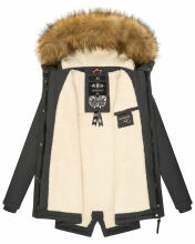 Marikoo Akira warme Damen Winterjacke mit Kapuze Anthrazit Gr&ouml;&szlig;e XS - Gr. 34