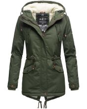 Marikoo Manolya Damen Parka Winterjacke mit Teddyfell Forest Green Gr&ouml;&szlig;e XS - Gr. 34