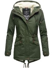 Marikoo Manolya Damen Parka Winterjacke mit Teddyfell Forest Green Größe L - Gr. 40