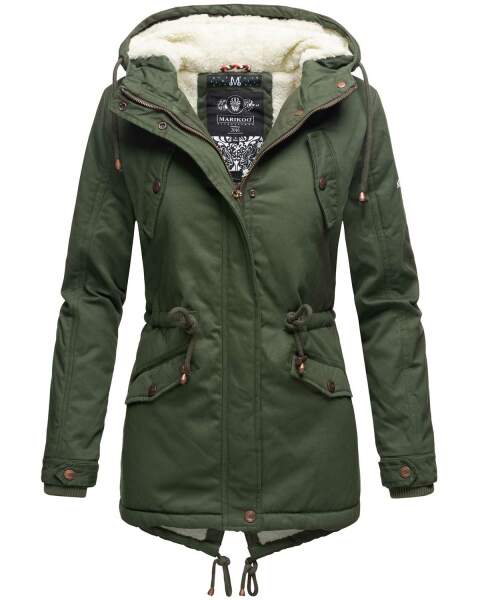 Marikoo Manolya Ladies Parka Jacket with Teddy Fur Forest Green Size XL - Gr. 42