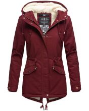 Marikoo Manolya Damen Parka Winterjacke mit Teddyfell Bordeaux Größe S - Gr. 36