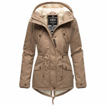 Marikoo Manolya Damen Parka Winterjacke mit Teddyfell Taupe Größe S - Gr. 36