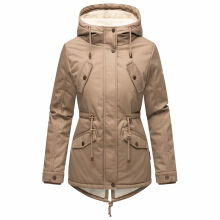 Marikoo Manolya Damen Parka Winterjacke mit Teddyfell Taupe Größe S - Gr. 36