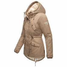 Marikoo Manolya Damen Parka Winterjacke mit Teddyfell Taupe Größe M - Gr. 38