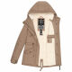 Marikoo Manolya Damen Parka Winterjacke mit Teddyfell Taupe Größe M - Gr. 38