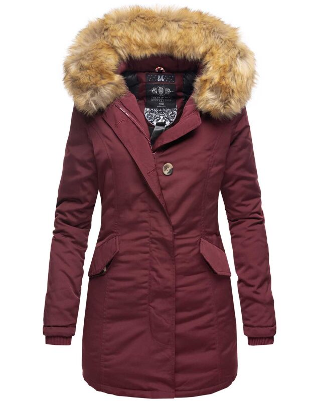 Marikoo Karmaa Damen Parka Winterjacke warm gef&uuml;ttert Weinrot Gr&ouml;&szlig;e XS - Gr. 34