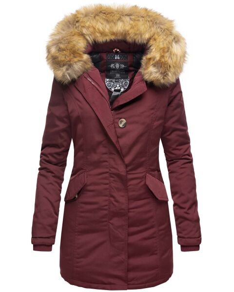 Marikoo Karmaa Damen Parka Winterjacke warm gefüttert Weinrot Größe M - Gr. 38