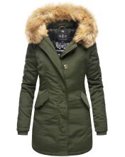 Marikoo Karmaa Damen Parka Winterjacke warm gefüttert Olive Größe S - Gr. 36