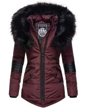 Navahoo Nirvana Damen Parka Winterjacke mit Kunstfell Weinrot Größe M - Gr. 38