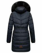 Navahoo Paula Damen Parka Winterjacke warm Gefüttert Blau schwarzes Fell Größe XS - Gr. 34