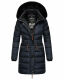 Navahoo Paula Damen Parka Winterjacke warm Gefüttert Blau schwarzes Fell Größe XS - Gr. 34