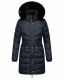 Navahoo Paula Damen Parka Winterjacke warm Gefüttert Blau schwarzes Fell Größe XS - Gr. 34