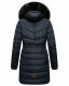 Navahoo Paula Damen Parka Winterjacke warm Gefüttert Blau schwarzes Fell Größe XS - Gr. 34