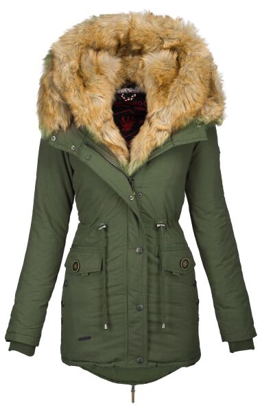 Navahoo Sweety 2 in 1 ladies parka winterjacket with fur collar - Green-sF-Gr.XS