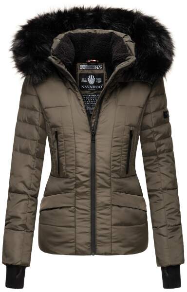 Navahoo Adele Ladies Winter Jacket Warm Lined Teddy Fur Quilted Winterjacket B361 Anthracite Size S - Size 36