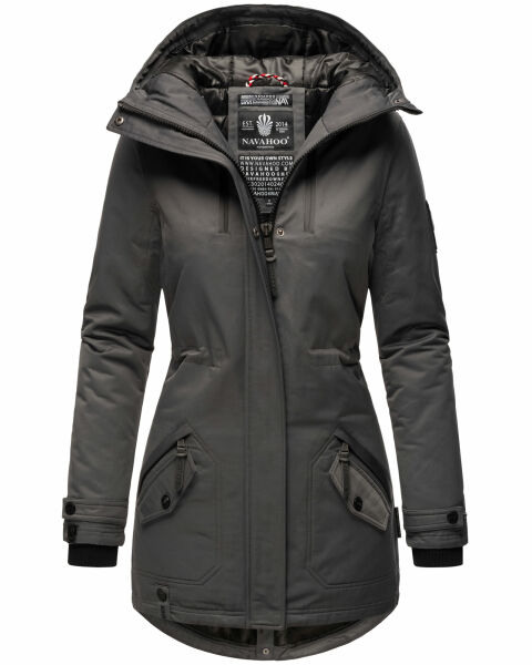 Navahoo Avrille Damen Parka Winterjacke mit Kapuze Anthrazit Größe S - Gr. 36