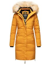 Navahoo Halina Damen Winter Steppmantel mit Kunstfell Gelb Größe S - Gr. 36