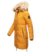 Navahoo Halina Damen Winter Steppmantel mit Kunstfell Gelb Größe S - Gr. 36