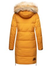 Navahoo Halina Damen Winter Steppmantel mit Kunstfell Gelb Größe S - Gr. 36