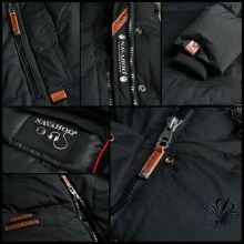 Navahoo Halina Damen Winter Steppmantel mit Kunstfell Gelb Größe S - Gr. 36