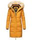 Navahoo Halina Damen Winter Steppmantel mit Kunstfell Gelb Größe S - Gr. 36