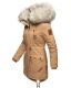 Navahoo Honigfee warme Damen Winterjacke mit Kapuze und Kunstfell Camel Größe XS - Gr. 34